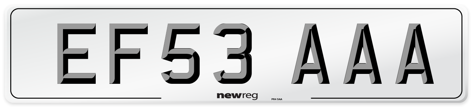 EF53 AAA Number Plate from New Reg